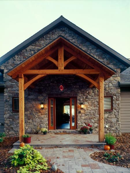 Ember House Entryway Timber Framed Lancaster County Timber